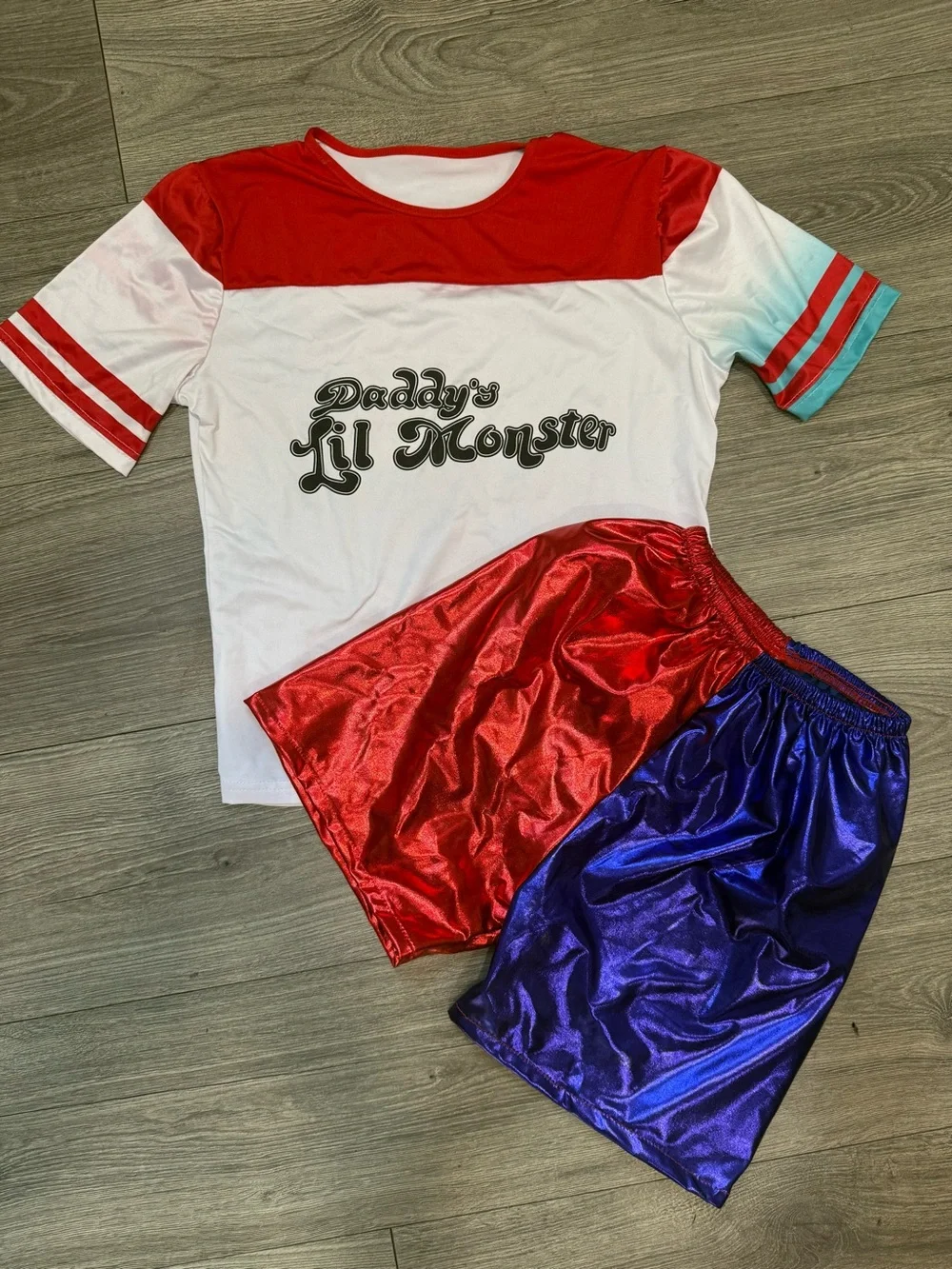 Harley Quinn Red & Blue 'Daddy's Lil Monster' Three-Piece Costume Set